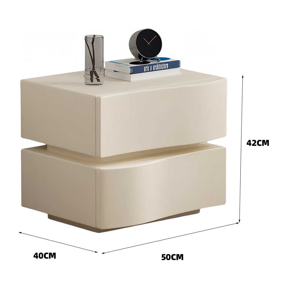 LIVARA NT1398 Faux Leather Upholstery - Solid Wood Bedside Table