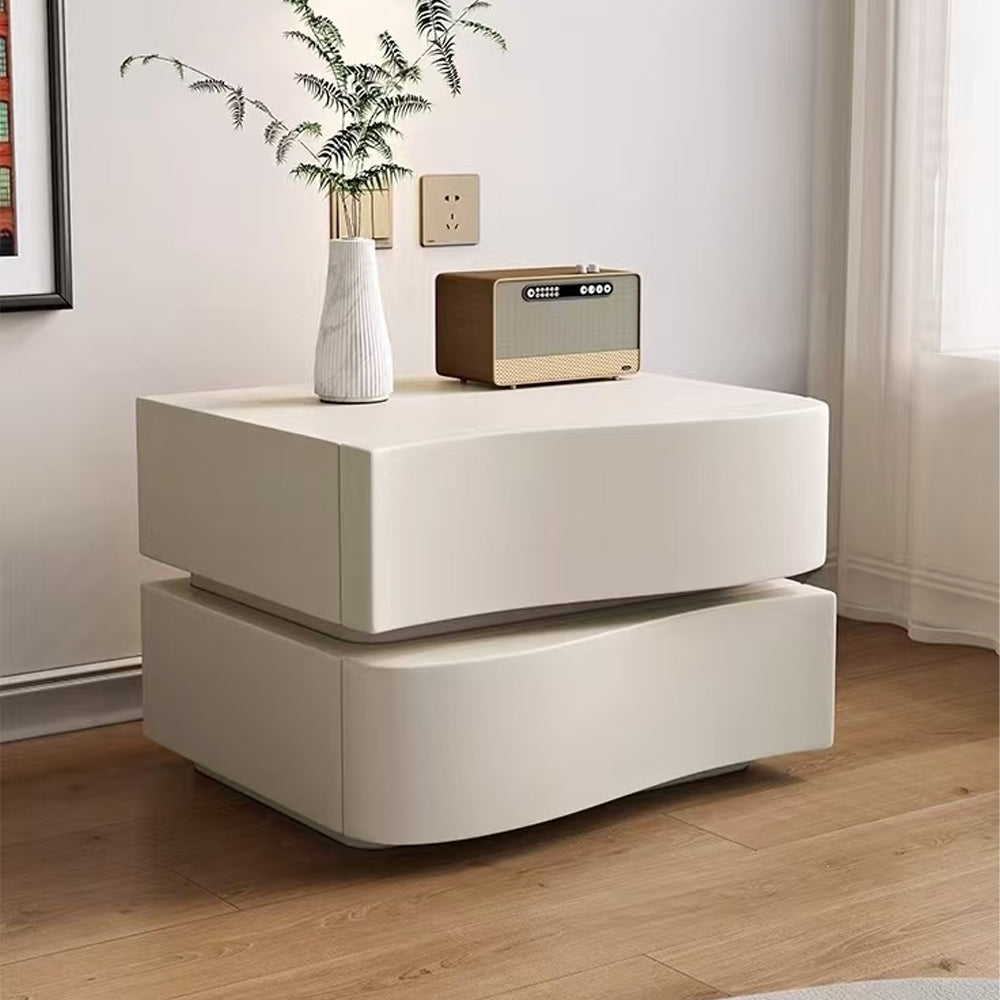 LIVARA NT1398 Faux Leather Upholstery - Solid Wood Bedside Table