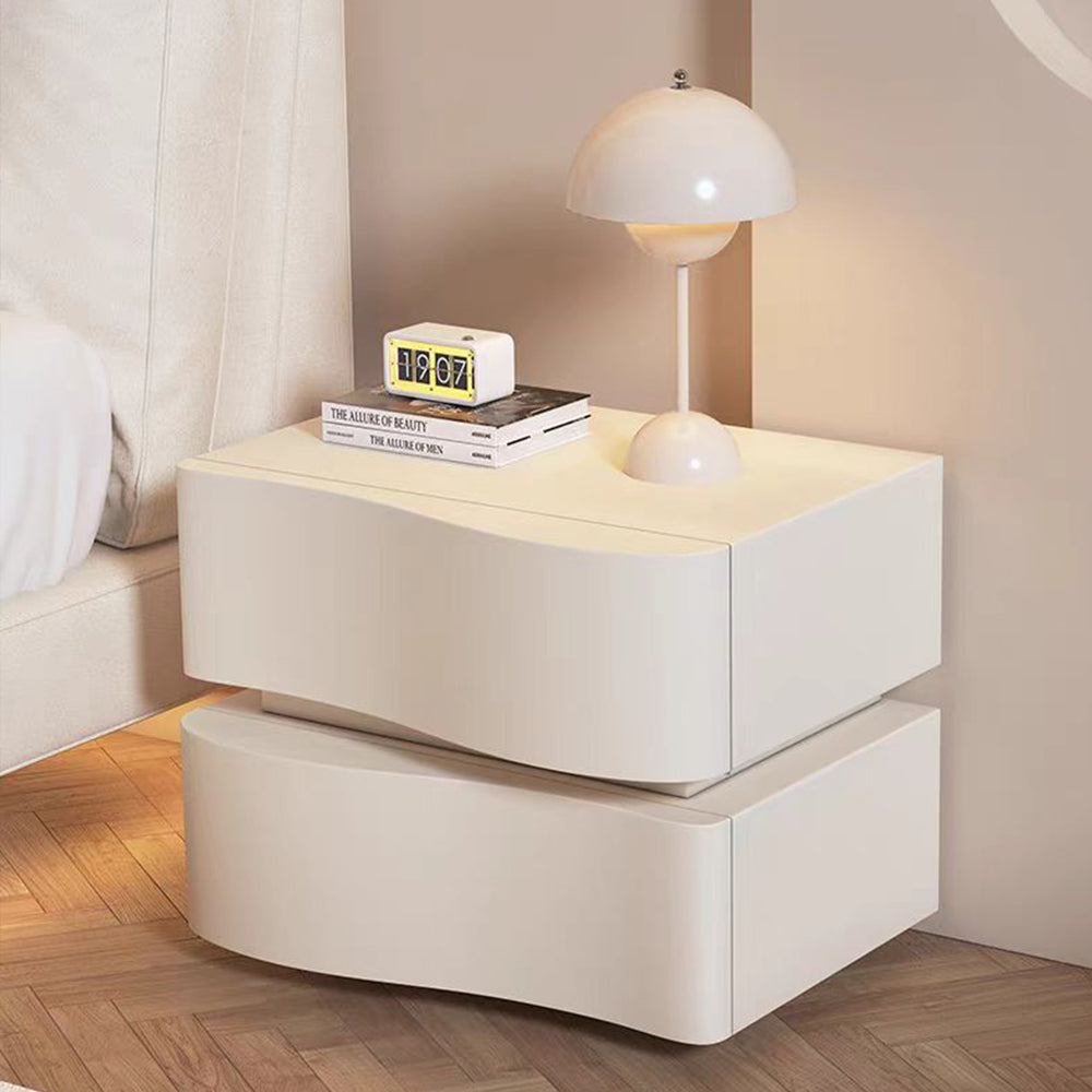 LIVARA NT1398 Faux Leather Upholstery - Solid Wood Bedside Table