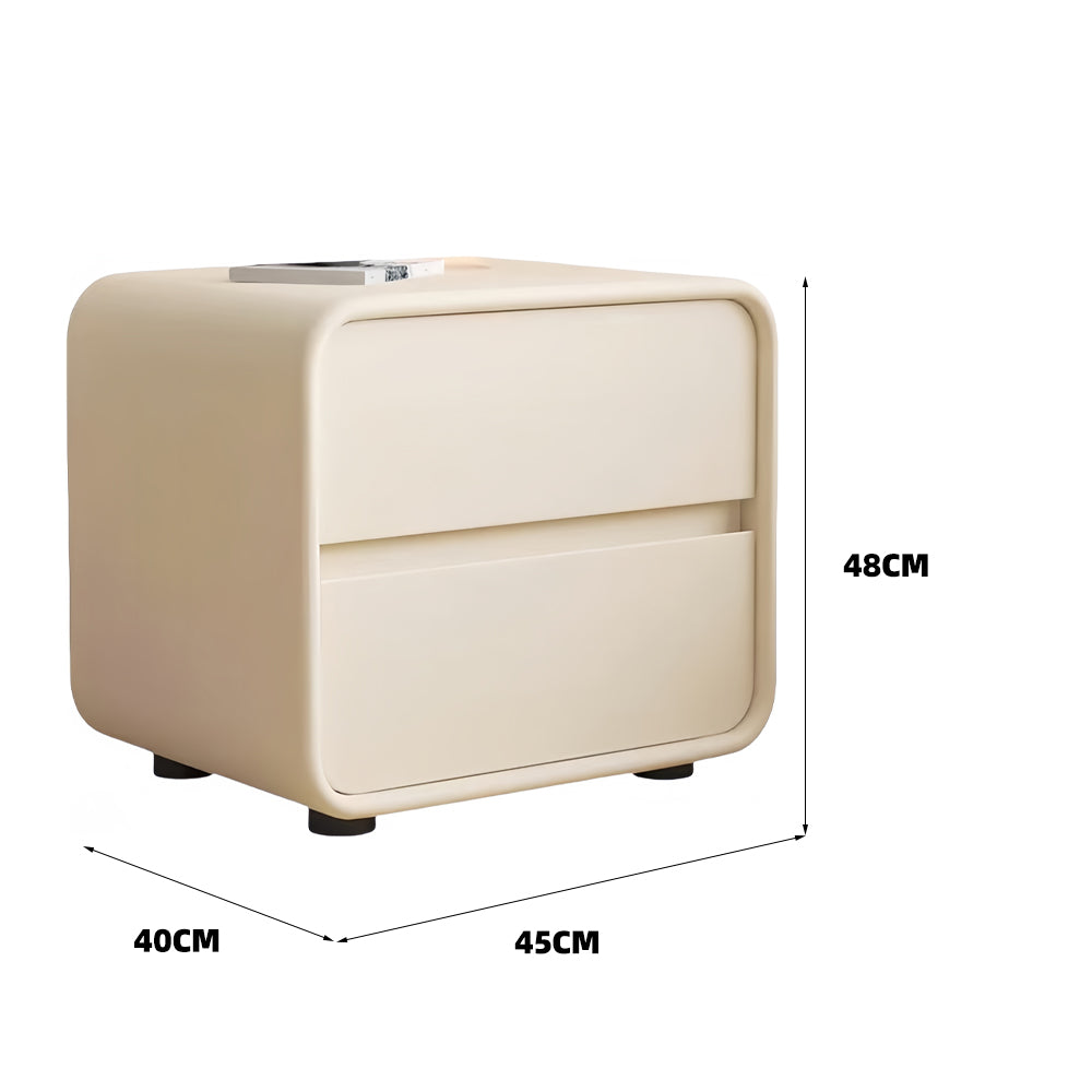 LIVARA NT1399 Faux Leather Upholstery and Metal Legs - Solid Wood Bedside Table