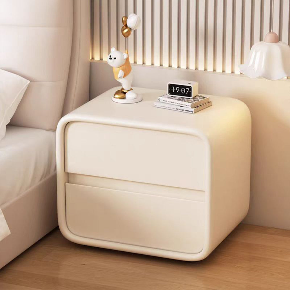 LIVARA NT1399 Faux Leather Upholstery and Metal Legs - Solid Wood Bedside Table
