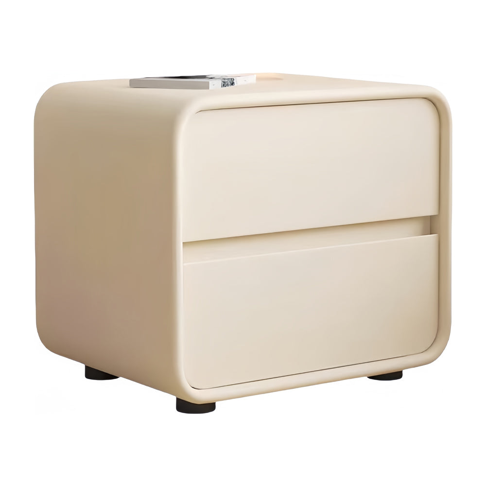 LIVARA NT1399 Faux Leather Upholstery and Metal Legs - Solid Wood Bedside Table