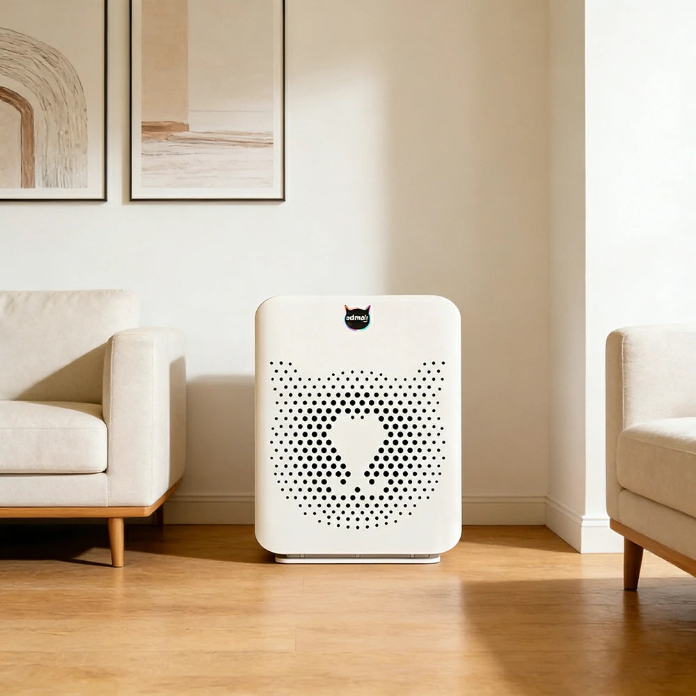 NEVORA Professional Pet Air Purifier - HEPA Filtration, Strong Hair Removal, Anti-Allergy & Odour Control, Low Noise Smart Design - White