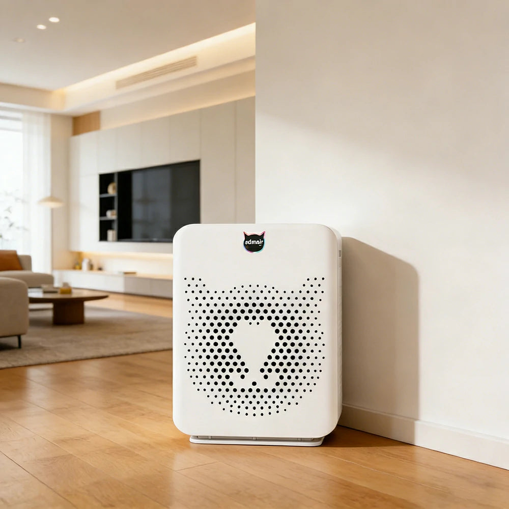 NEVORA Professional Pet Air Purifier - HEPA Filtration, Strong Hair Removal, Anti-Allergy & Odour Control, Low Noise Smart Design - White