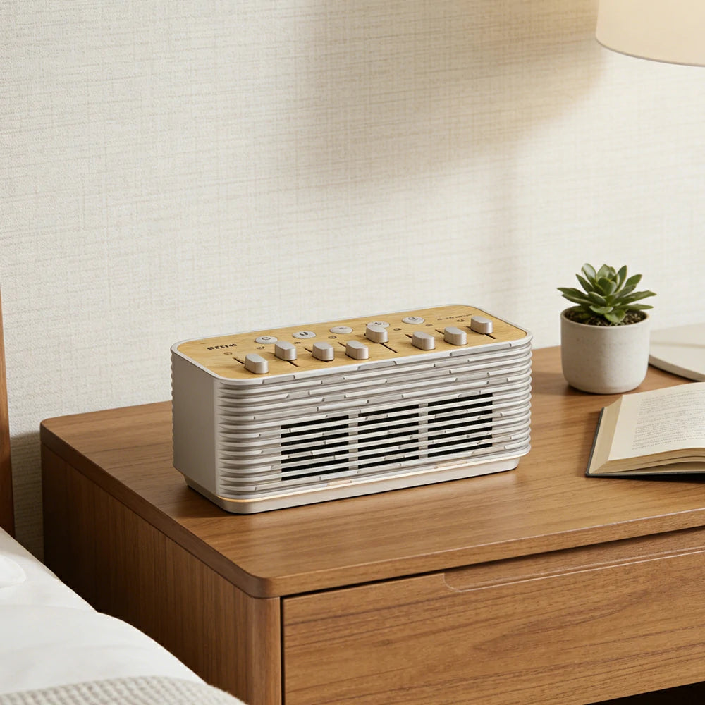 NEVORA White Noise Bluetooth Speaker Dual Speakers Rhythm Lighting Sleep and Meditation Design - Coffee