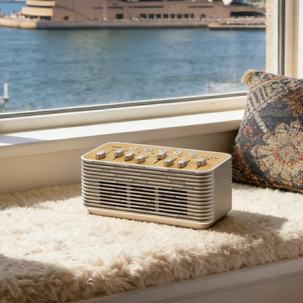 NEVORA White Noise Bluetooth Speaker Dual Speakers Rhythm Lighting Sleep and Meditation Design - Coffee