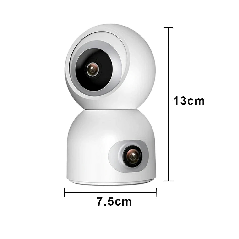 NEVORA Dual-Lens Security Camera - AI Human Tracking, Smart Auto Patrol, Infrared Night Vision, Two-Way Audio