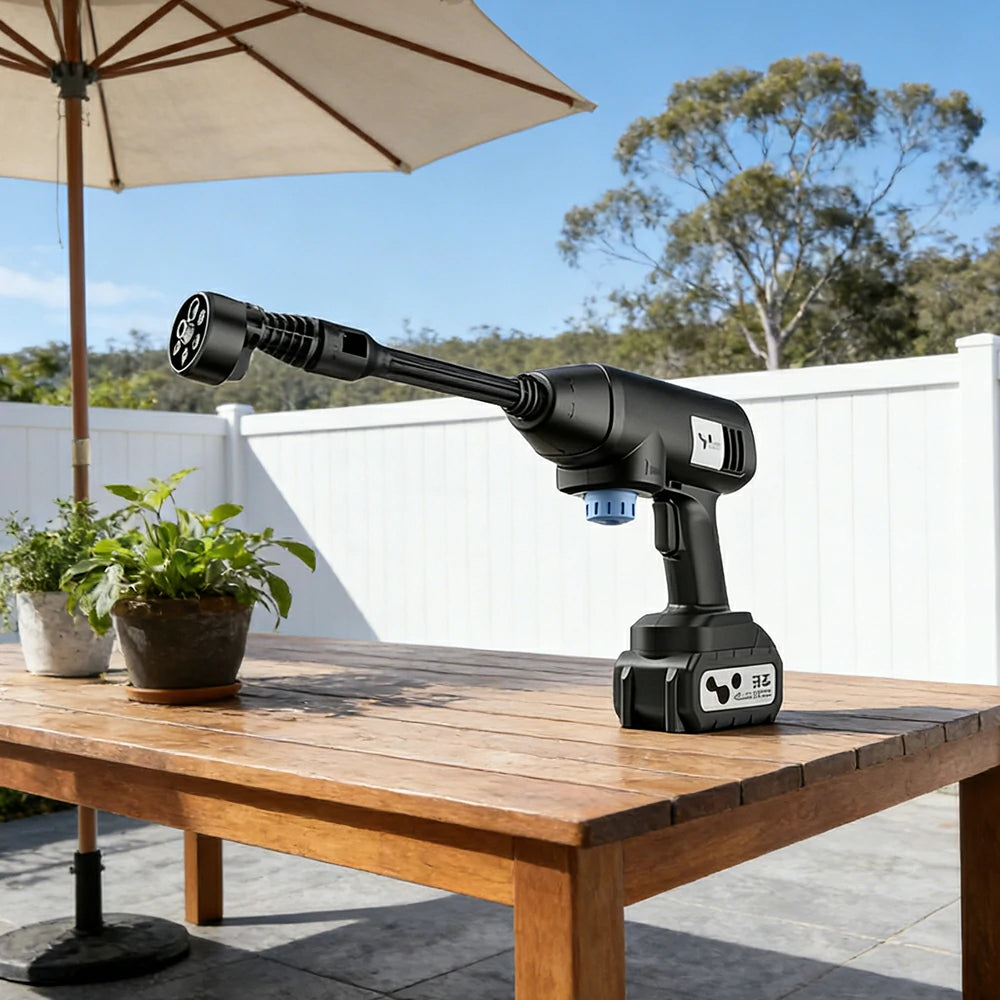 NEVORA Cordless Pressure Washer with 60000RPM Brushless Motor 24Bar High Pressure Lithium Battery Design - Black