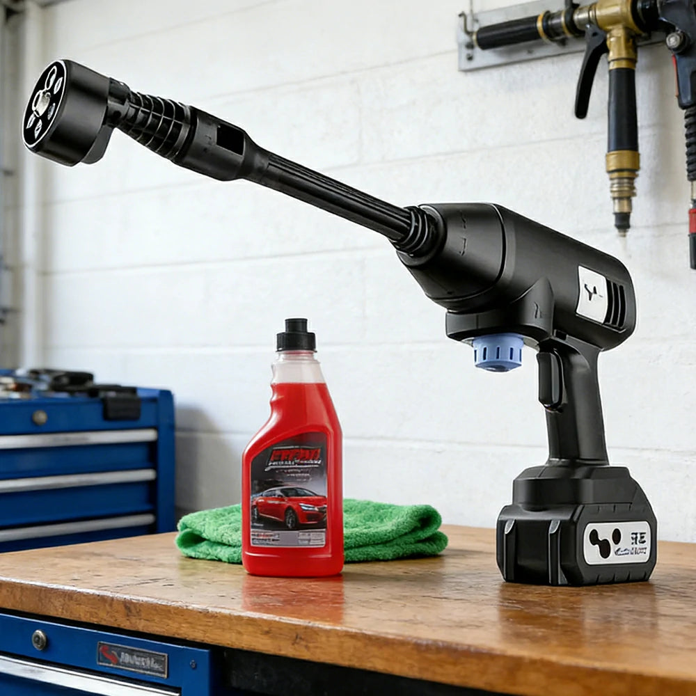 NEVORA Cordless Pressure Washer with 60000RPM Brushless Motor 24Bar High Pressure Lithium Battery Design - Black