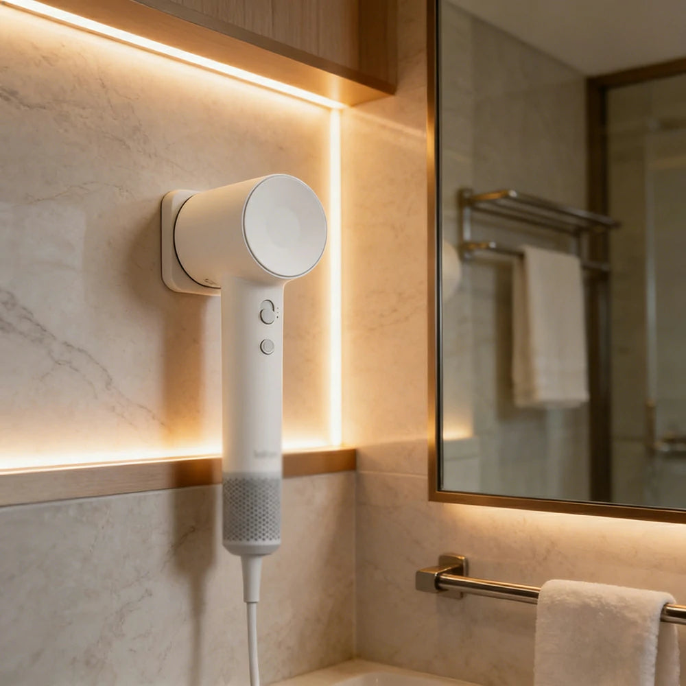 NEVORA High-Speed Hair Dryer - Intelligent Temperature Control, 200M Negative Ions, Low Noise, Magnetic Nozzle - White