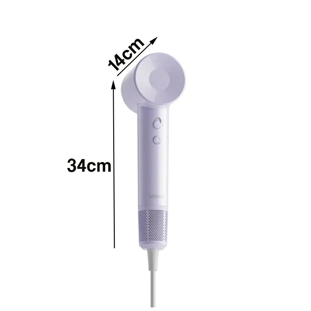 NEVORA High-Speed Hair Dryer - 100,000RPM Powerful Airflow, High-Gloss Finish, Negative Ion Care, Child Safe Mode - Purple