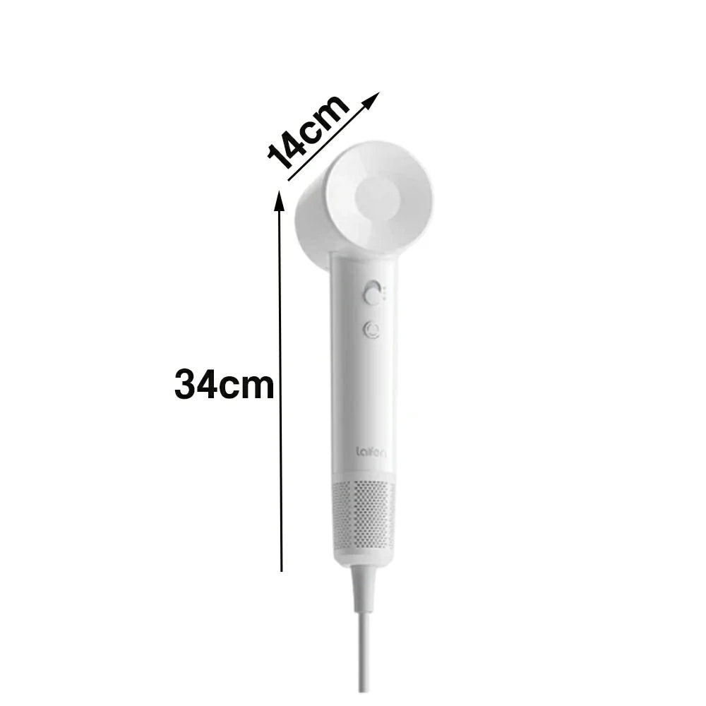 NEVORA High-Speed Hair Dryer - 100,000RPM Powerful Airflow, High-Gloss Finish, Negative Ion Care, Child Safe Mode - White