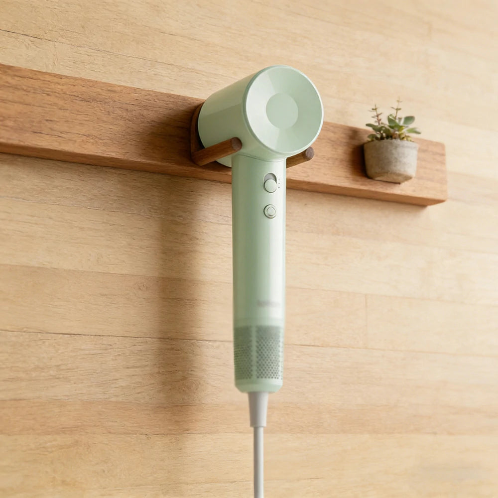 NEVORA High-Speed Hair Dryer - 100,000RPM Powerful Airflow, High-Gloss Finish, Negative Ion Care, Child Safe Mode - Green