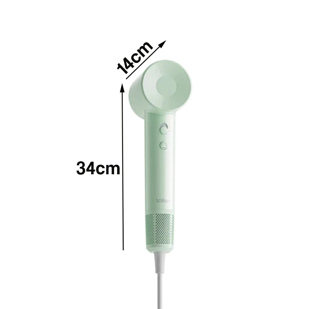 NEVORA High-Speed Hair Dryer - 100,000RPM Powerful Airflow, High-Gloss Finish, Negative Ion Care, Child Safe Mode - Green