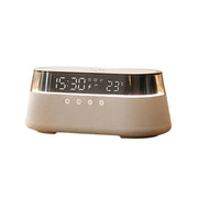 NEVORA Bluetooth Speaker Wireless Charging Clock Temperature Display Ambient Lighting Design - Beige
