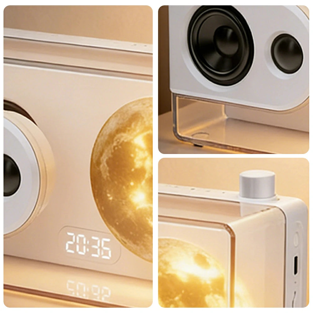 NEVORA Bluetooth Speaker Music Alarm Dual Speaker 3600mAh Battery Compact Design - White