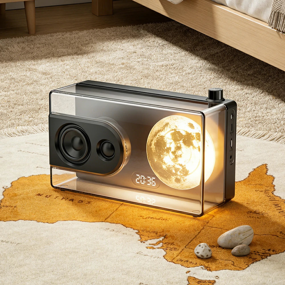 NEVORA Bluetooth Speaker Music Alarm Dual Speaker 3600mAh Battery Compact Design - Black