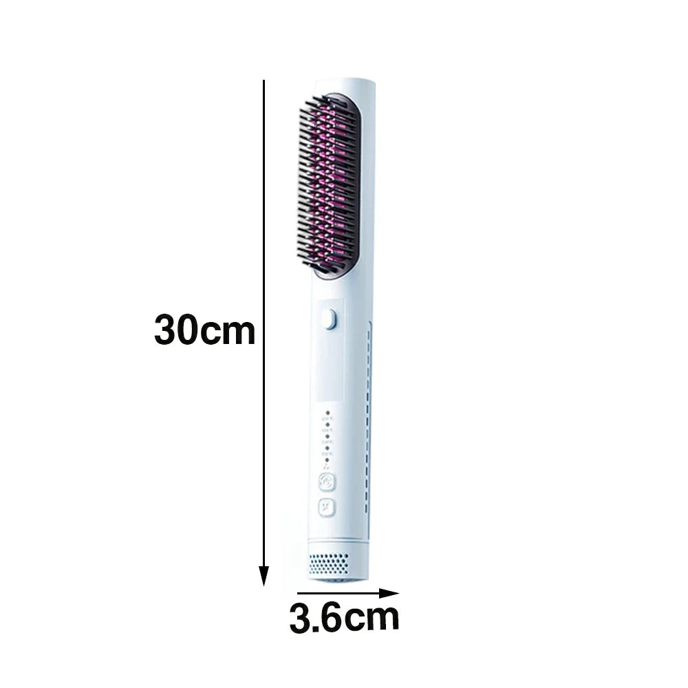 NEVORA 2-in-1 Hair Styling Brush Interchangeable Head with Negative Ion Technology Ceramic Glaze Curved Design - Blue
