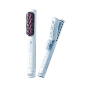 NEVORA 2-in-1 Hair Styling Brush Interchangeable Head with Negative Ion Technology Ceramic Glaze Curved Design - Blue