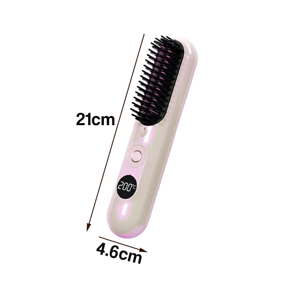 NEVORA Cordless Hair Styling Brush with LCD Temperature Control Negative Ion Technology and 4000mAh Battery - Pink
