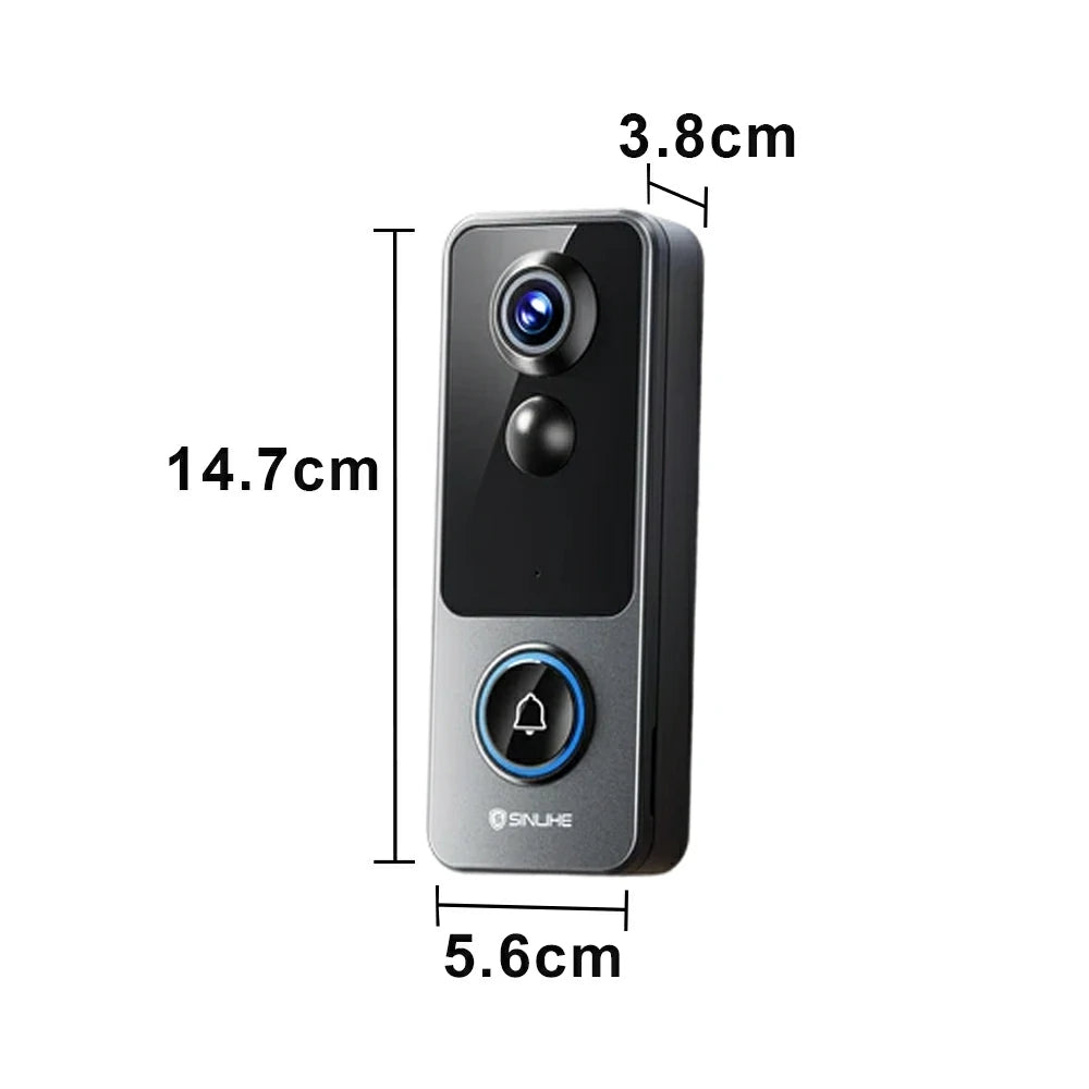 NEVORA Smart Video Doorbell Camera Wireless Battery Powered with Two Way Talk Ultra Wide View - Black