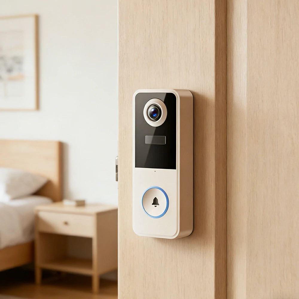 NEVORA Smart Video Doorbell Camera Wireless Battery Powered with Two Way Talk Ultra Wide View - White