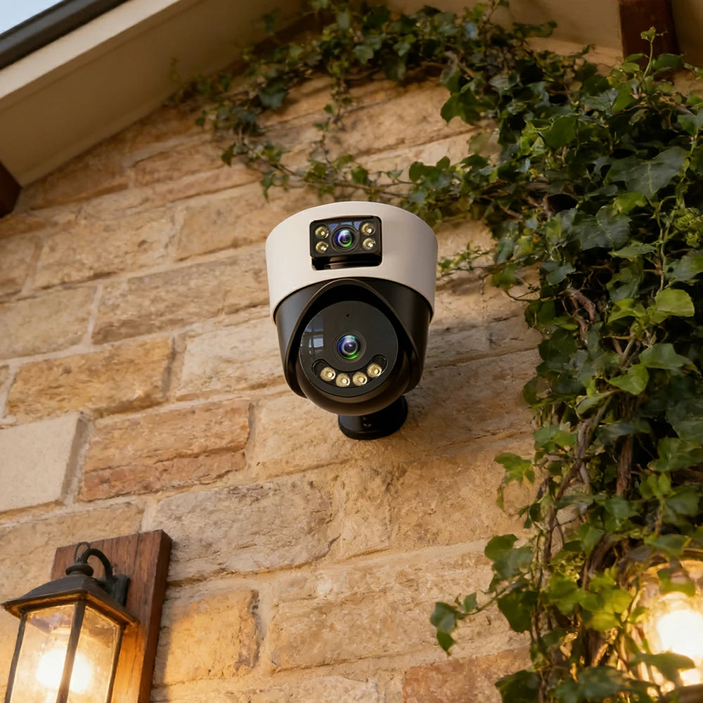 NEVORA Dual Lens Indoor Security Camera No Drill Installation Full Colour Day Night with Two Way Audio