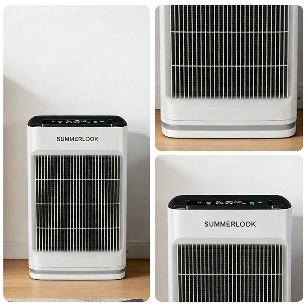 NEVORA Automatic Pet Hair Air Purifier - AI Strong Suction, H13 HEPA Filtration, Allergy Relief, Quiet Operation - White