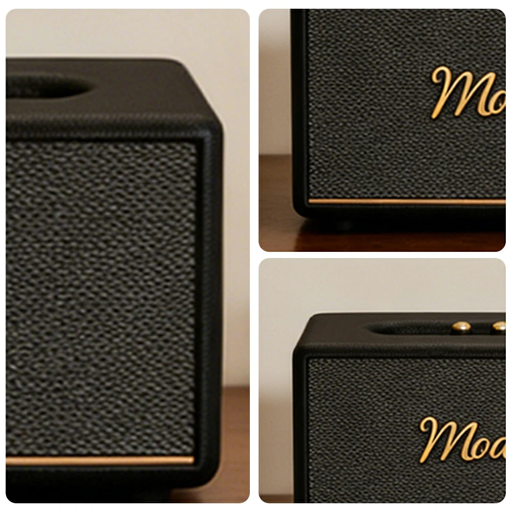 NEVORA Retro Bluetooth Speaker 60W Powerful Sound Dolby Surround Deep Bass Classic Knob Design - Black