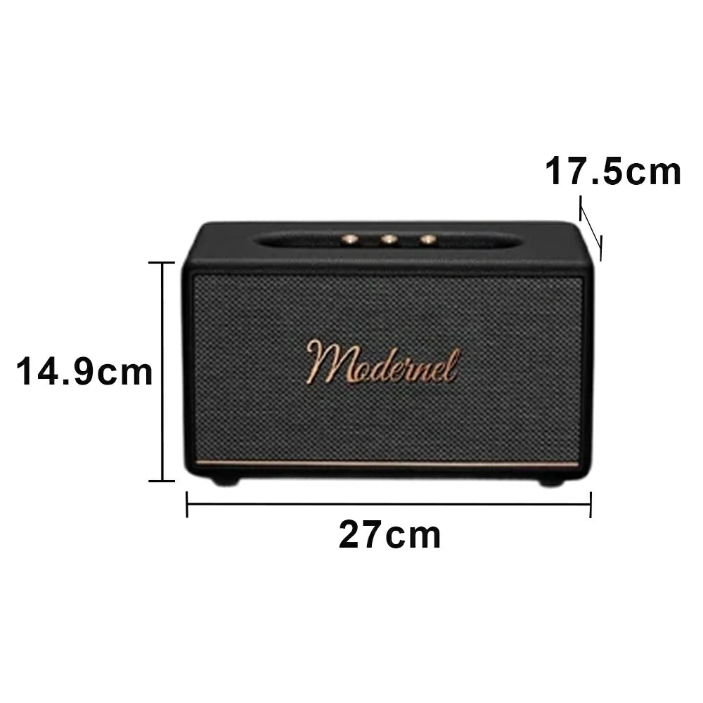 NEVORA Retro Bluetooth Speaker 60W Powerful Sound Dolby Surround Deep Bass Classic Knob Design - Black