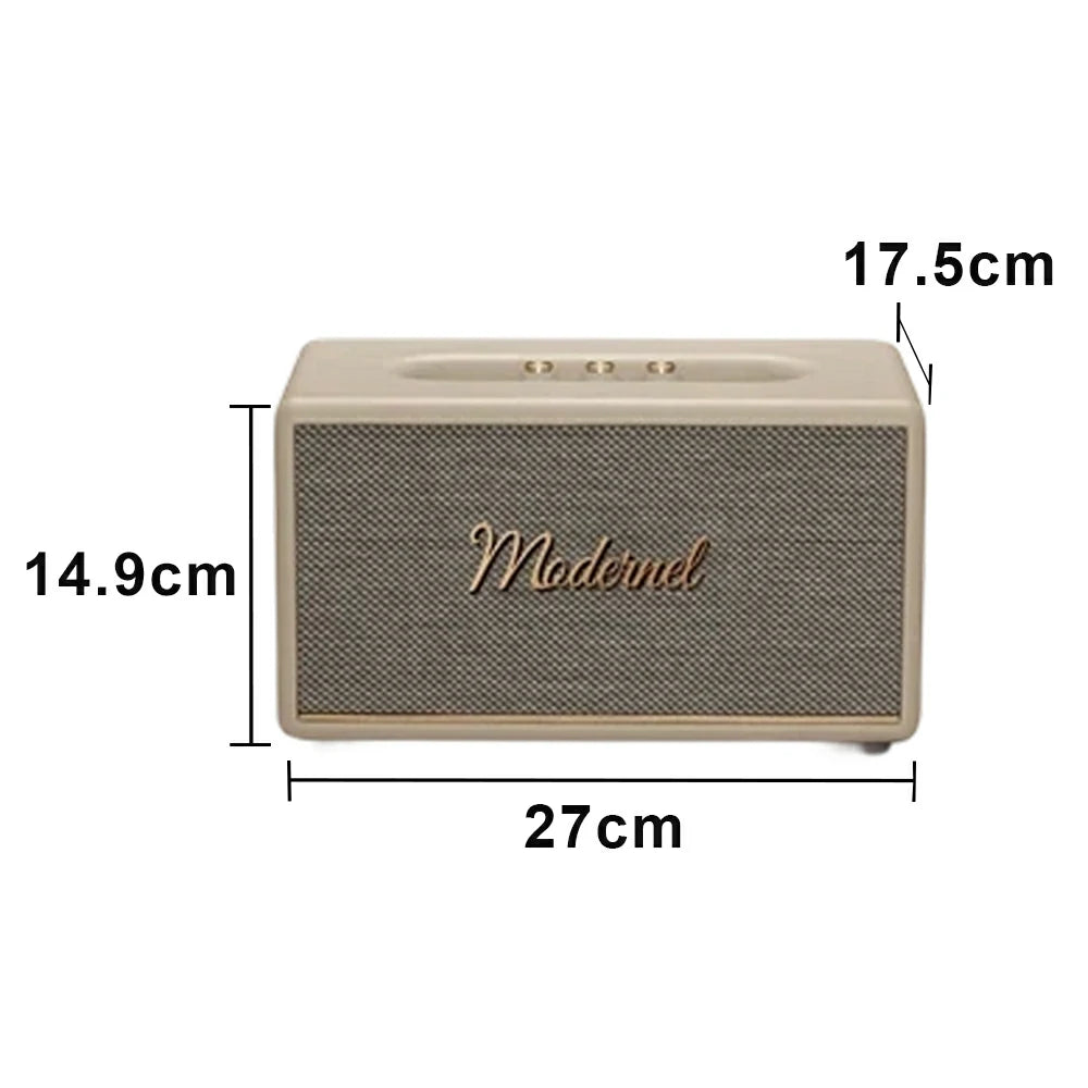 NEVORA Retro Bluetooth Speaker 60W Powerful Sound Dolby Surround Deep Bass Classic Knob Design - White