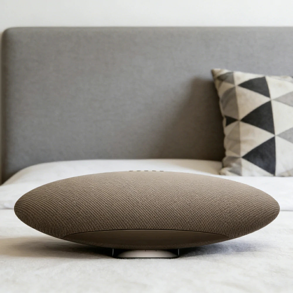 NEVORA Hi Res Bluetooth Speaker 96kHz 24bit Multi Channel Audio Dual Tweeter RGB Lighting Design - Gold