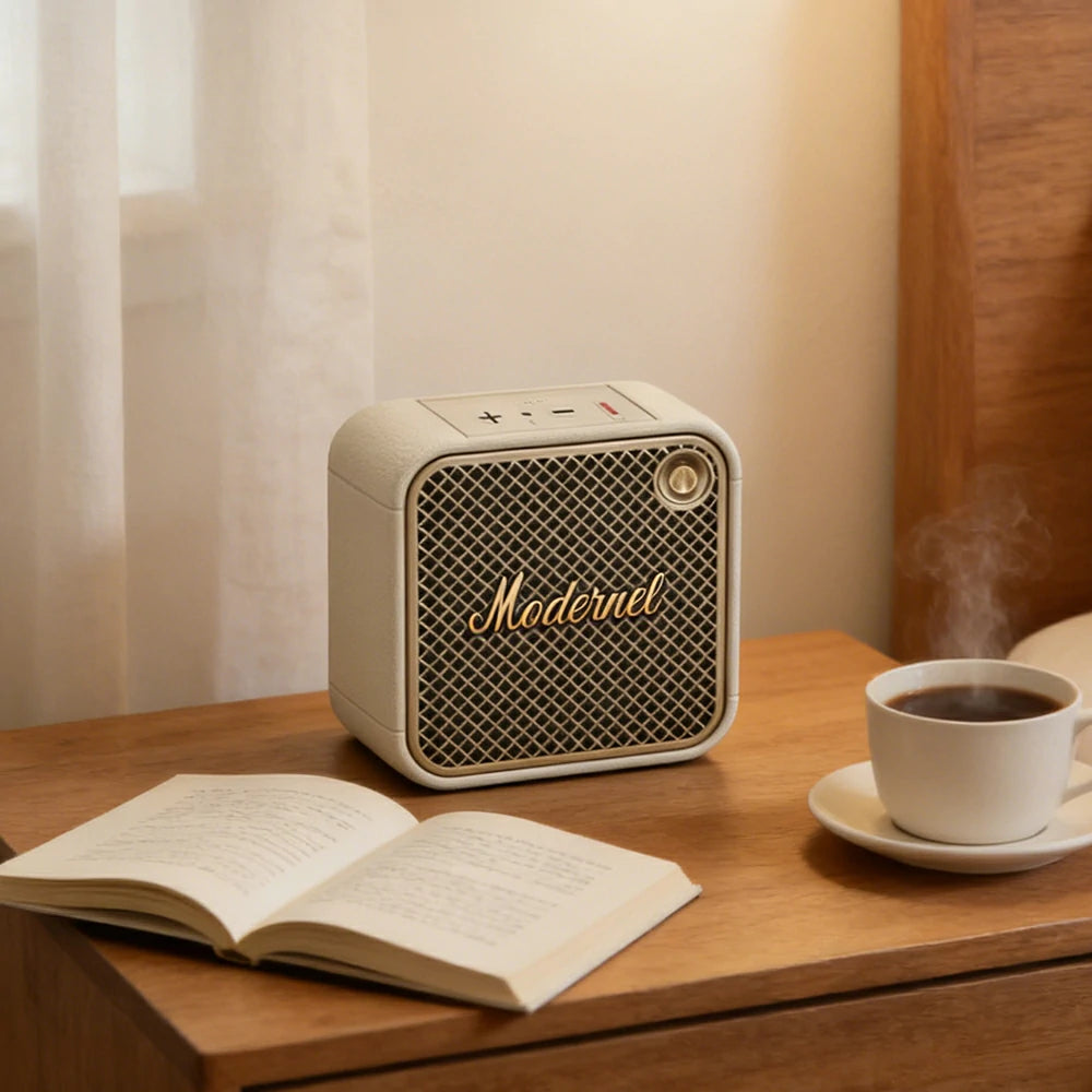 NEVORA Mini Portable Bluetooth Speaker Long Battery Life Ultra Compact Hanging Strap Design - White