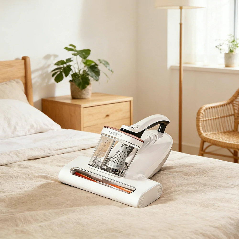NEVORA Mite Vacuum Cleaner with 15000Pa Suction Dual Cup System Ultrasonic UV Sterilisation and Hot Air Drying