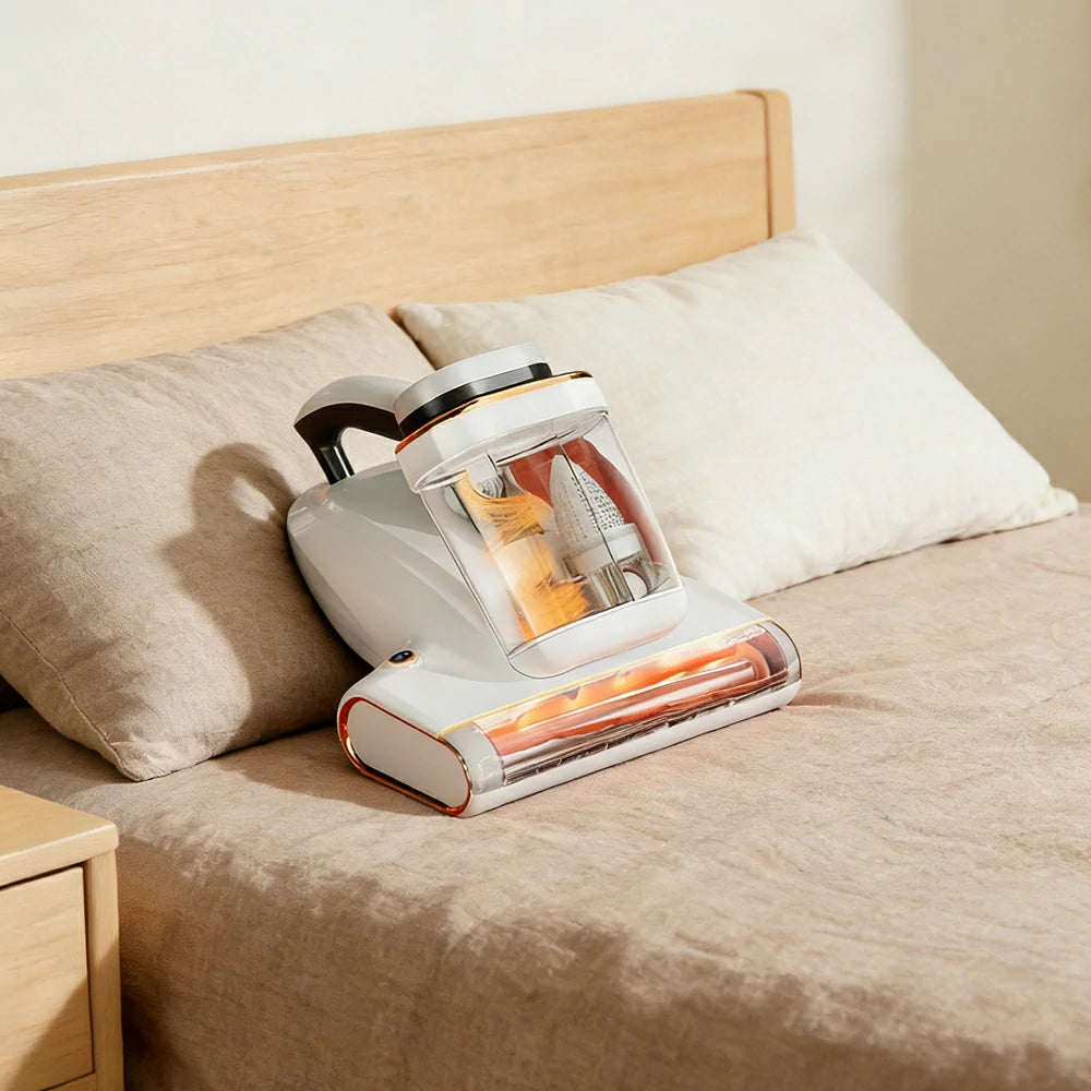 NEVORA Mite Remover with 700W Motor 18000Pa Suction Ultrasonic UV Sterilisation and Hot Air Drying - White