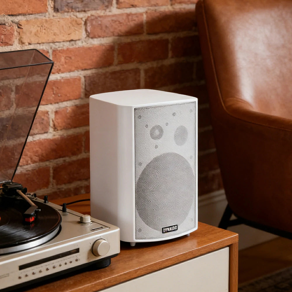 NEVORA Wireless Wall Mounted Speaker Long Range Signal Microphone Input ABS Commercial Design - White