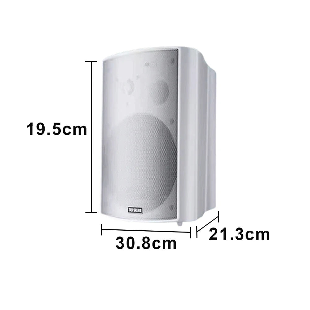 NEVORA Wireless Wall Mounted Speaker Long Range Signal Microphone Input ABS Commercial Design - White