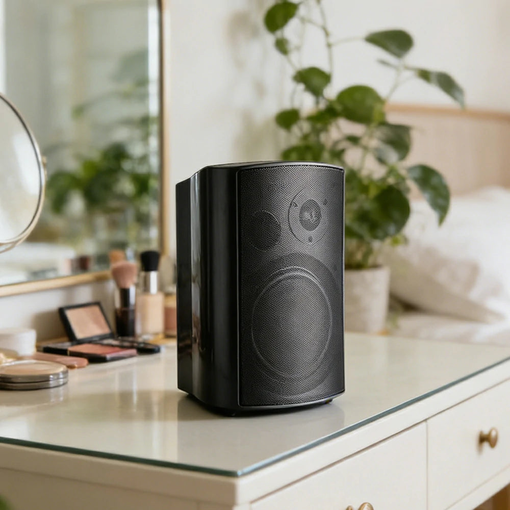 NEVORA Wireless Wall Mounted Speaker Long Range Signal Microphone Input ABS Commercial Design - Black