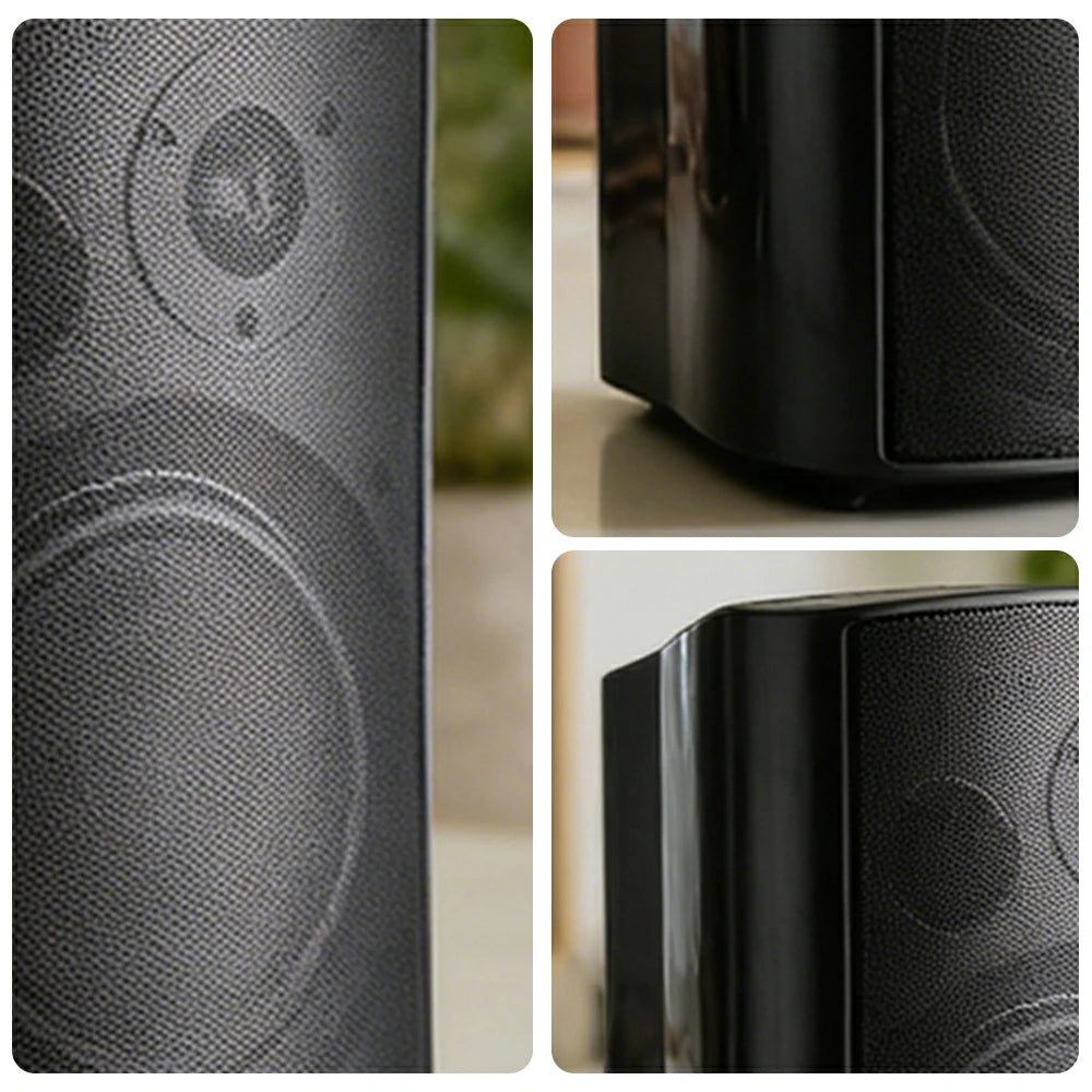 NEVORA Wireless Wall Mounted Speaker Long Range Signal Microphone Input ABS Commercial Design - Black