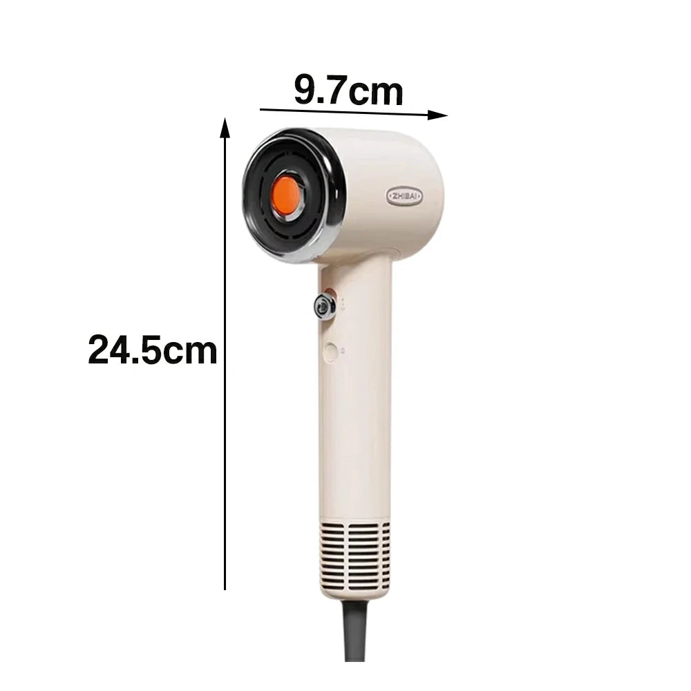 NEVORA High-Speed Hair Dryer - 120,000RPM Brushless Motor, 30m/s Powerful Airflow, Smart Care Modes, Magnetic Nozzle - Gold