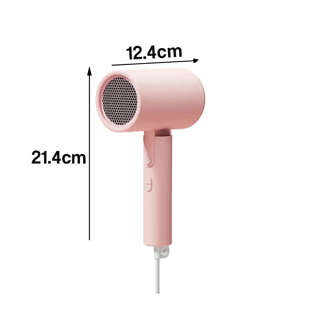 NEVORA Foldable Hair Dryer - 18,000RPM DC Motor, Negative Ion Care, Dual Speed & Heat Settings, Travel Friendly Design - Pink