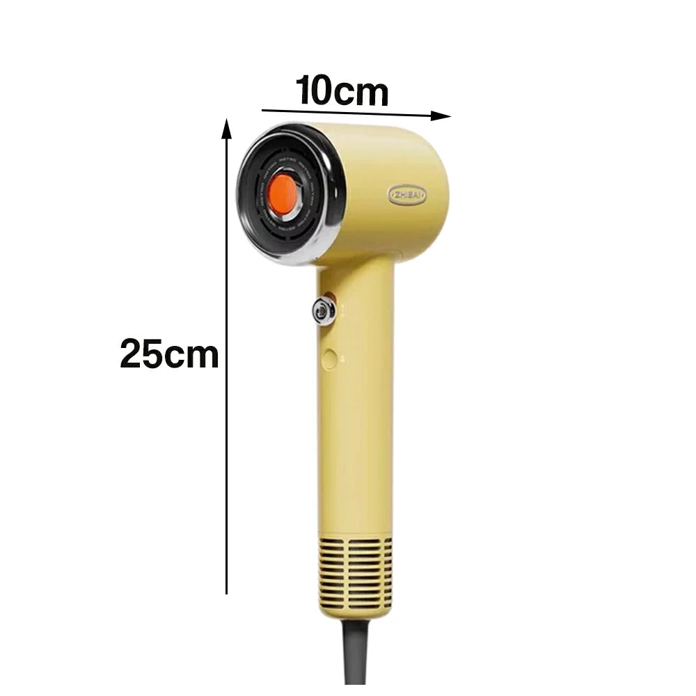 NEVORA High-Speed Hair Dryer - 110,000RPM Fast Drying, Dual Ion Technology, Ultra-Quiet 56dB, Family & Pet Friendly - Yellow