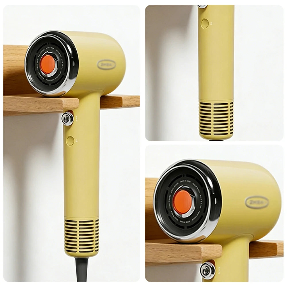 NEVORA High-Speed Hair Dryer - 110,000RPM Fast Drying, Dual Ion Technology, Ultra-Quiet 56dB, Family & Pet Friendly - Yellow