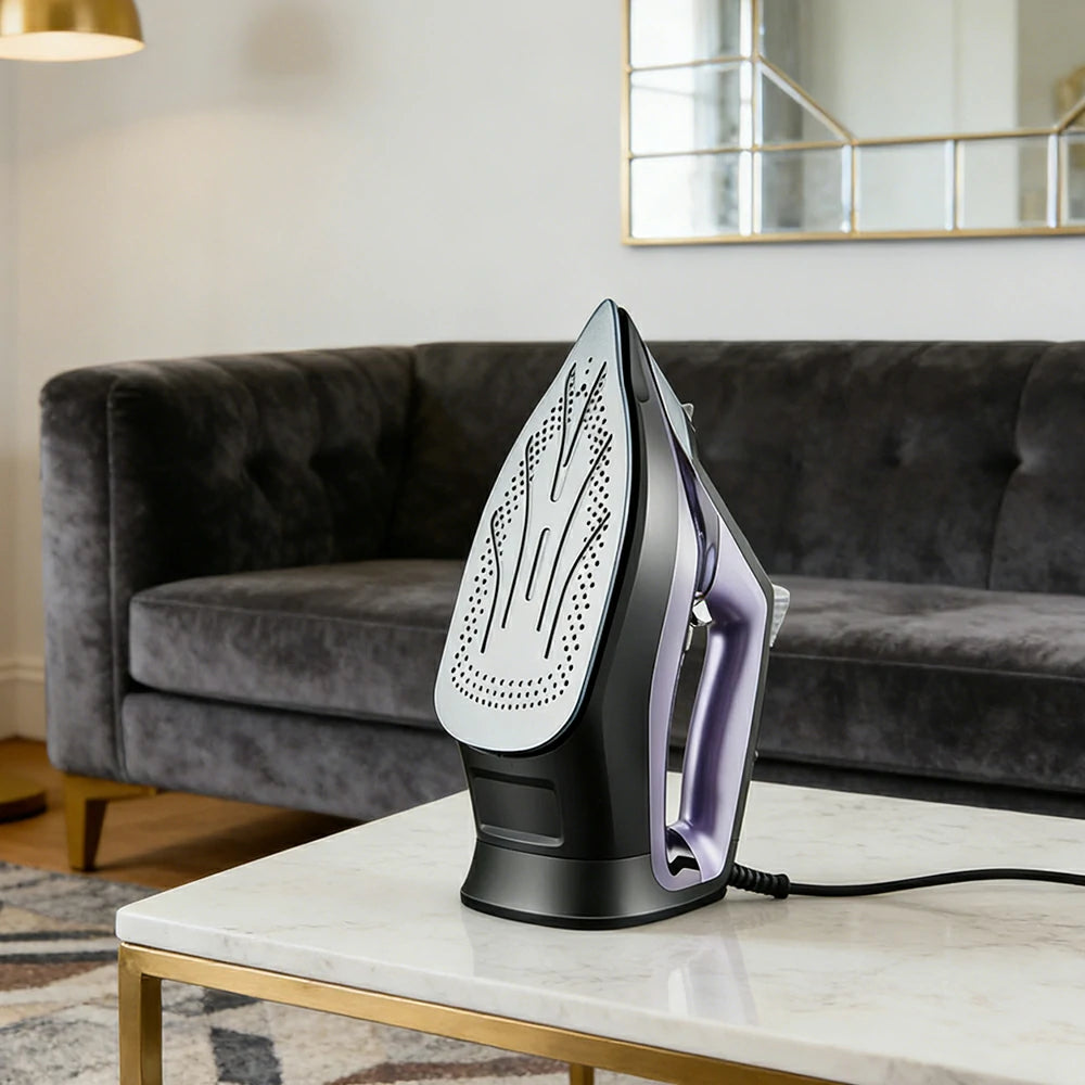 NEVORA Iron 2200W Triple-Layer Soleplate with Self-Cleaning 350ml Water Tank and Adjustable Steam