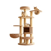 PAWORA Forest Cat Tree - 165cm Multi-Level Tower with Cat Condo, Hammock & Transparent Nest - Beige