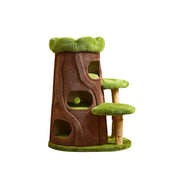 PAWORA Jungle Cat Tree - 100cm Forest-Style Cat Condo Tower with Sisal Scratching Post - Green Brown