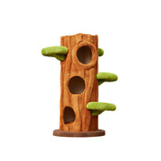 PAWORA Treehouse Cat Tree - 124cm Forest-Style Cat Condo with Tree Trunk Design - Green Brown