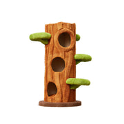 PAWORA Winter Tree House Cat Tree - 124cm Multi-Level Cat Tower with Tree Hole Hideaway - Wood & Green