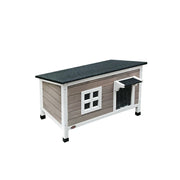 PAWORA Outdoor Wooden Cat House Fir Wood Water-Resistant Openable Roof for Garden Courtyard Balcony - Grey