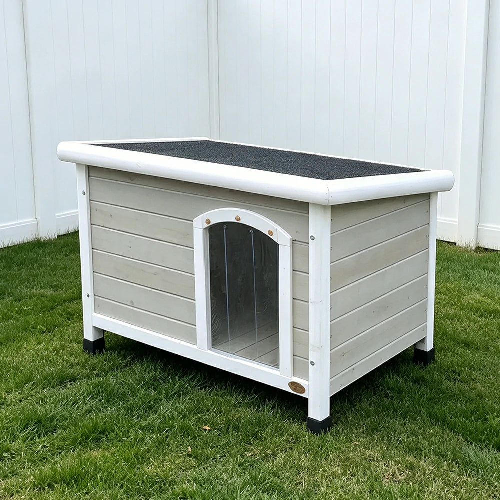 PAWORA Outdoor Wooden Pet House Solid Wood Waterproof Roof Raised Moisture-Proof for Courtyard Garden Balcony